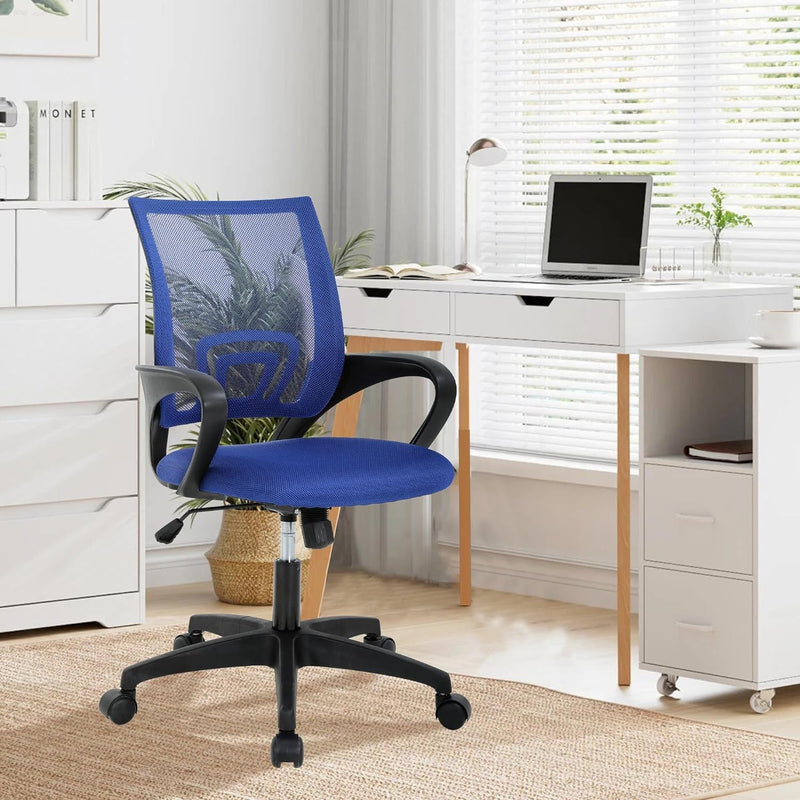 Blue Medium Back Office Executive Chair in Mesh with Nylon Wheels Base