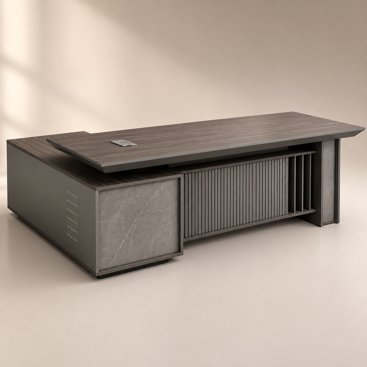 Premium Director Office Table with Side Organizer Unit, Modern Executive Desk for CEO, Managing Director and Corporate Office Interiors