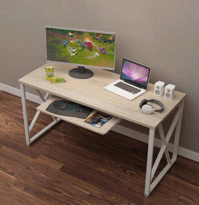 Study Table with Wooden Top & Metal Base