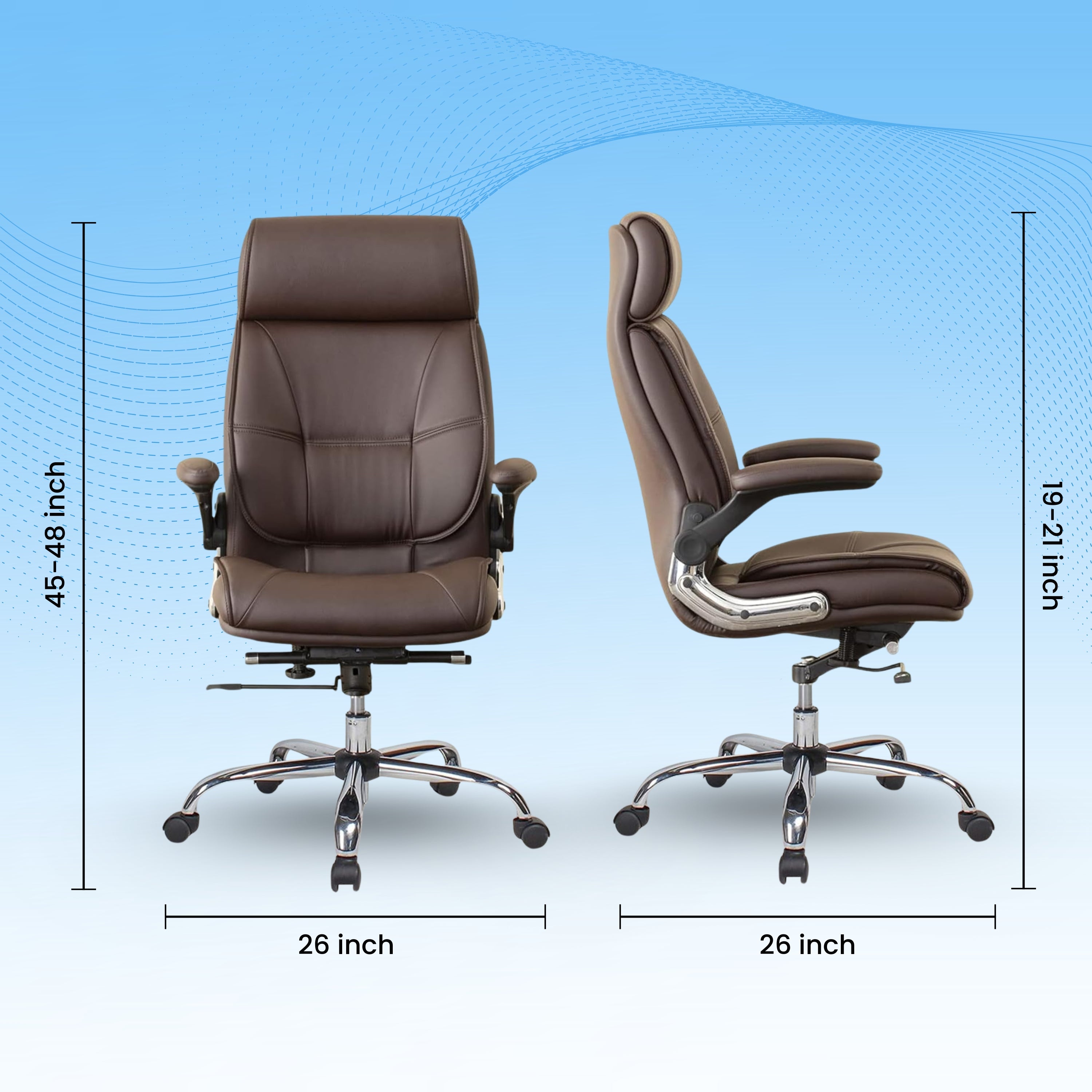 High Back Director Office Chair Ergonomic Leatherette Executive Chair with Adjustable Armrests, Comfortable Revolving Desk Chair for Office