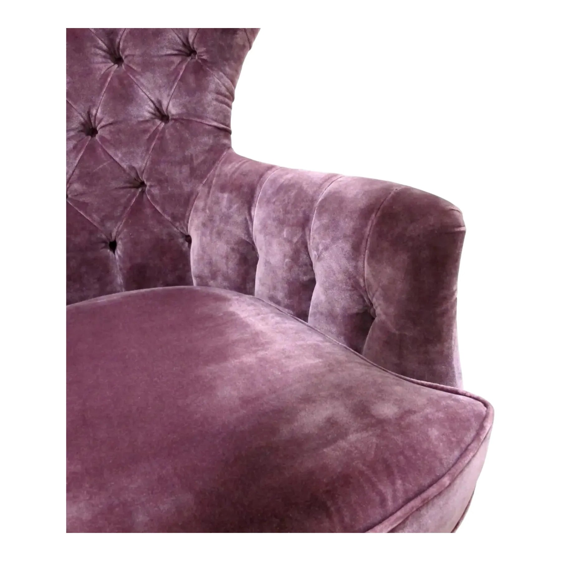 Lounge Chairs for Home Made in High Quality Upholstery Velvet, Durable Luxury Design Wing Chair For Living Room or Bedroom - Purple