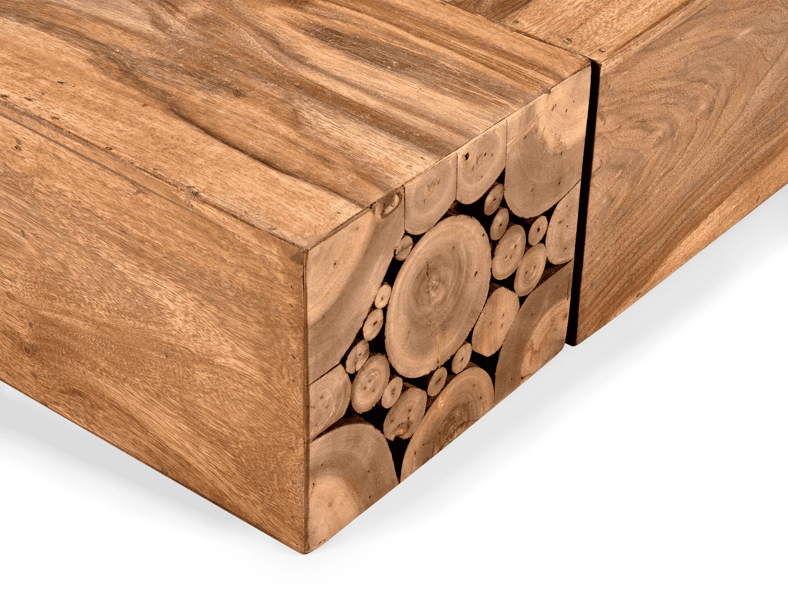 King Size Wooden Bed for Home Luxury Design without Storage High-Quality Solid Wood Frame, Premium Teak Veneer & Melamine Polish Finish