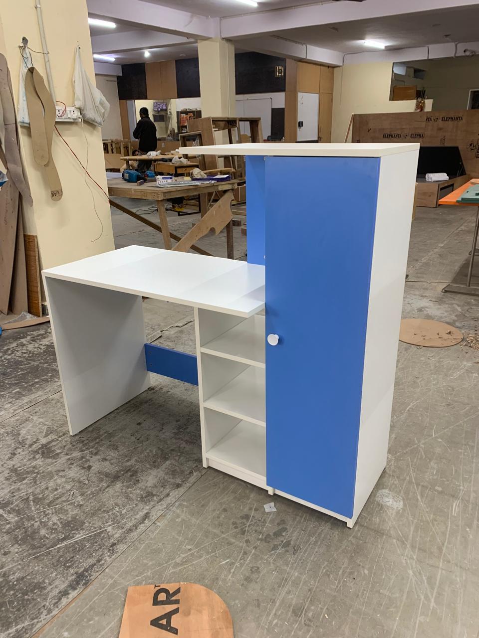Wooden Top & Base Study Table with Wardrobe