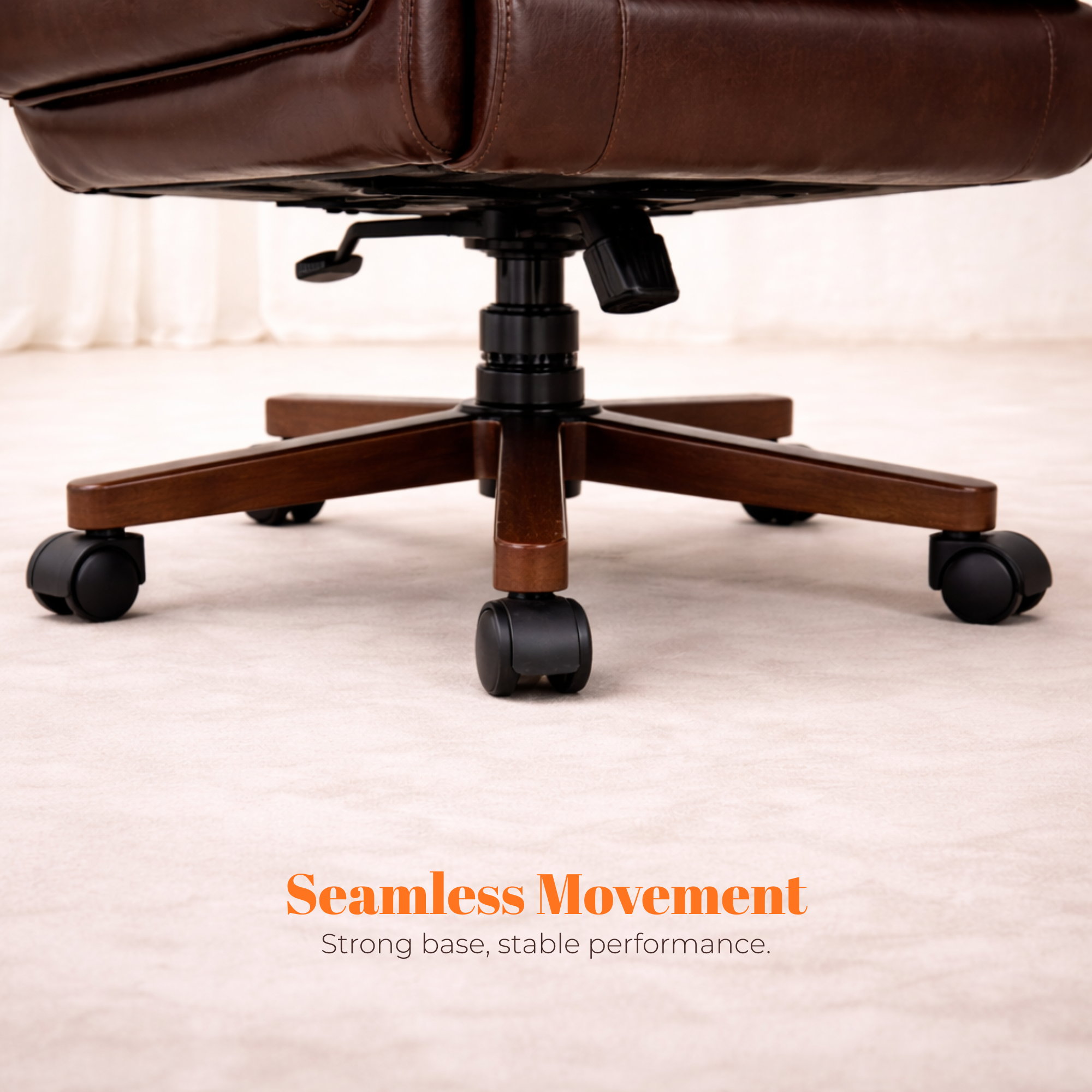Luxury Wooden Director Chair with Premium Leather Upholstery, Ergonomic Design, Solid Wood Frame, Executive Comfort 150° Reclining Seat