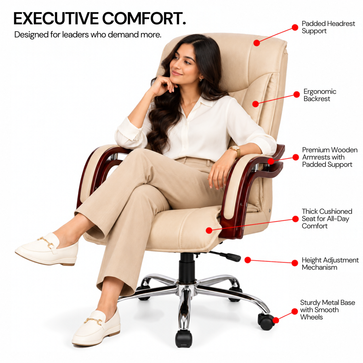 High Back Office Chair Leatherette Base
