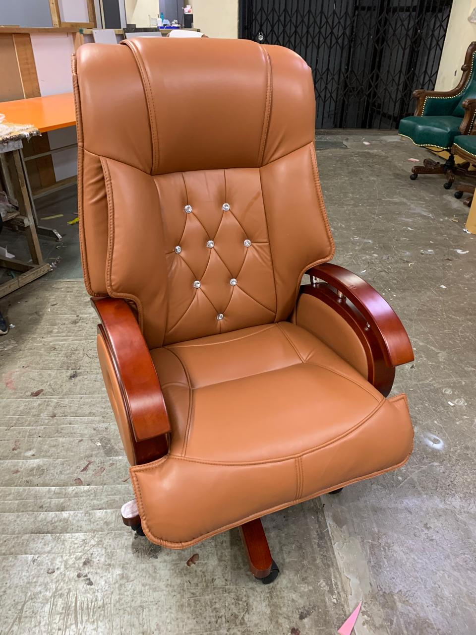 High Back Director Chair with Height Adjustable Wooden Base