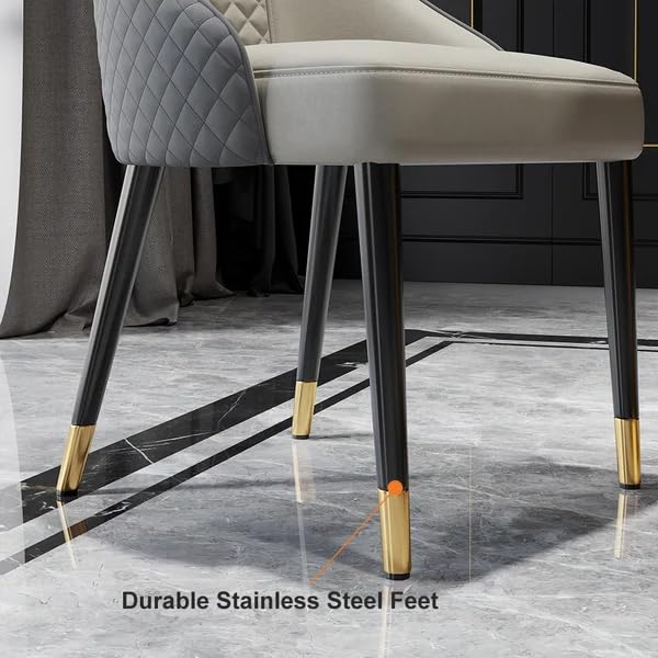 Modern Dining Chair for Home – Premium Leatherette Upholstery with Stainless Steel Legs for Perfect for Dining Room