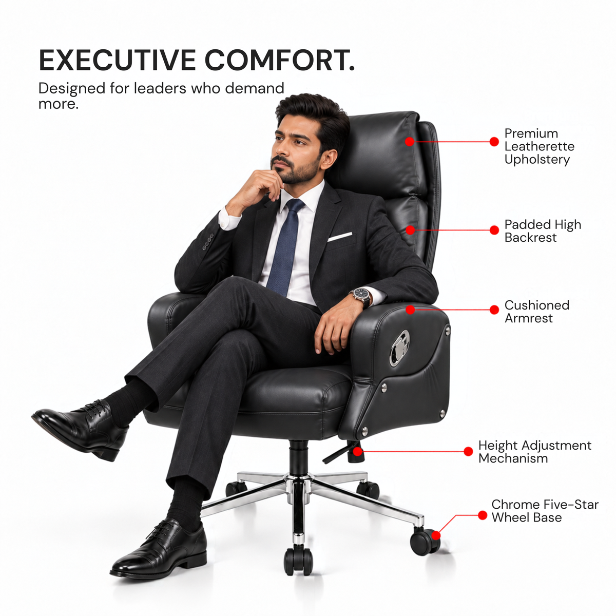 Director and Executive Chair High Back Faux Leather, Comfortable Seat Swivel Chair Revolving and Recliner Chair