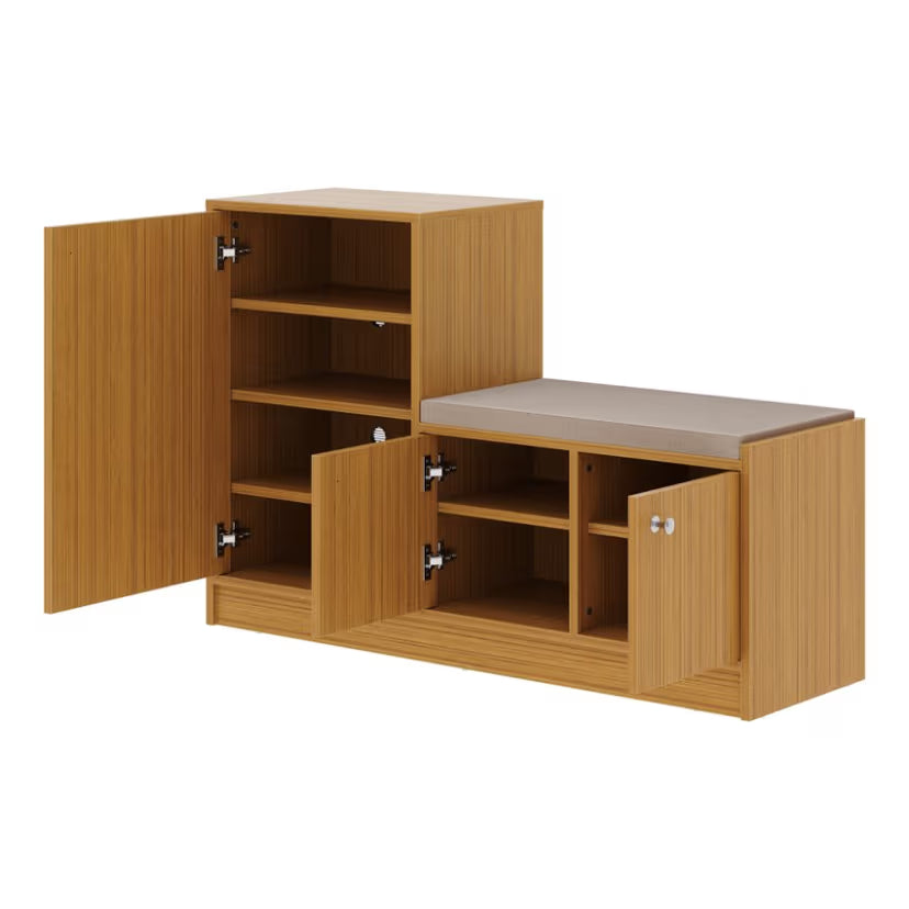 Wooden Shoes Storage Cabinet with Seating & Modern Design, High build Material Used For Long Lasting Use