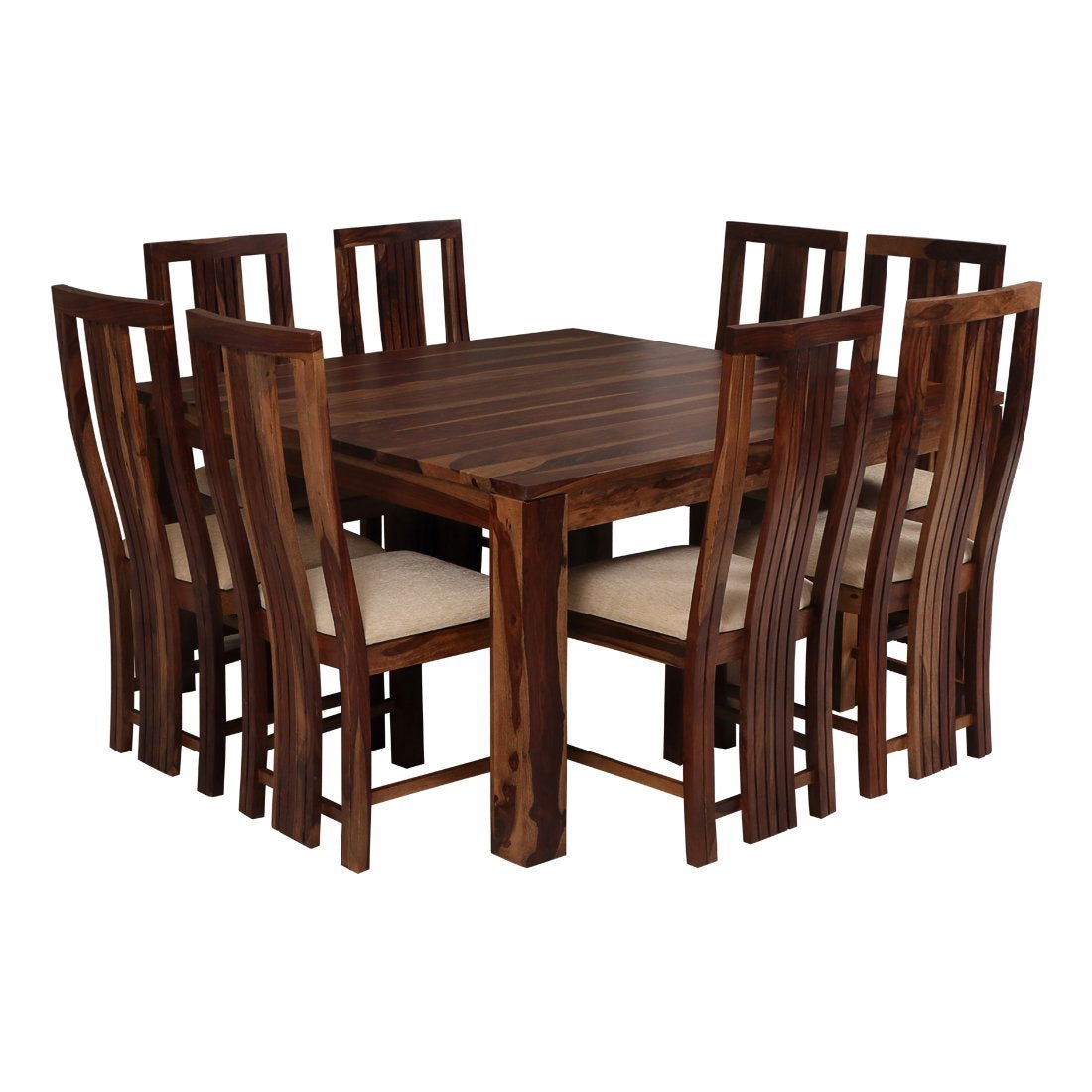 8 Dining Chair with Table Wooden Frame Base -