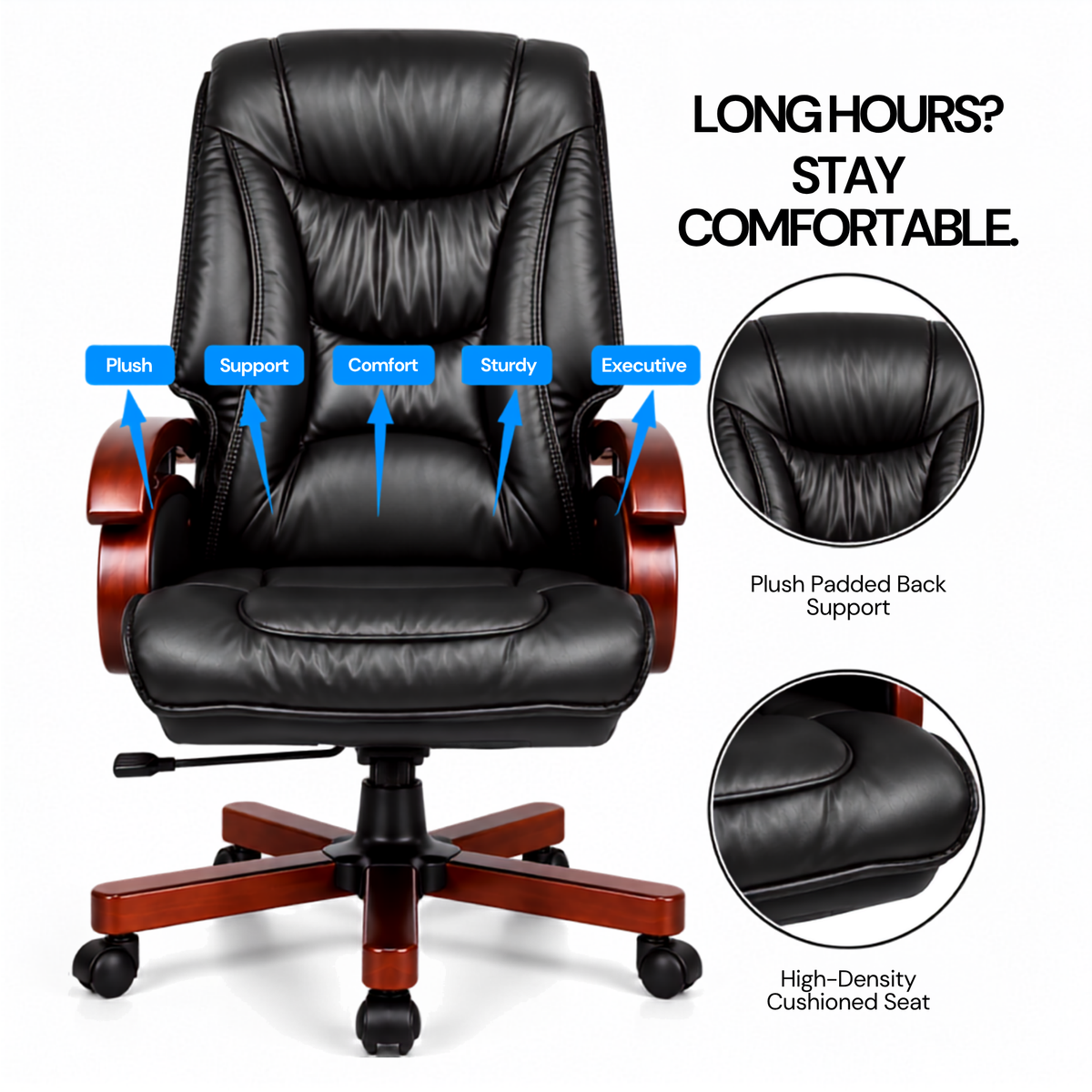 Ergonomic Director Chair: Modern Design, Plyboard & Leatherette, Recliner, Height Adjustable, Fixed Armrest & Revolving for Ultimate Comfort