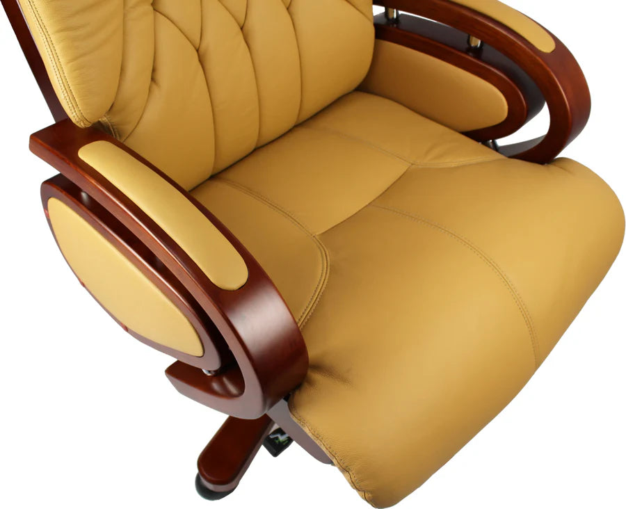 Director Chair for office Premium Leatherette with Wooden and Adjustable Height & Wooden Base and Wooden Polish - Black