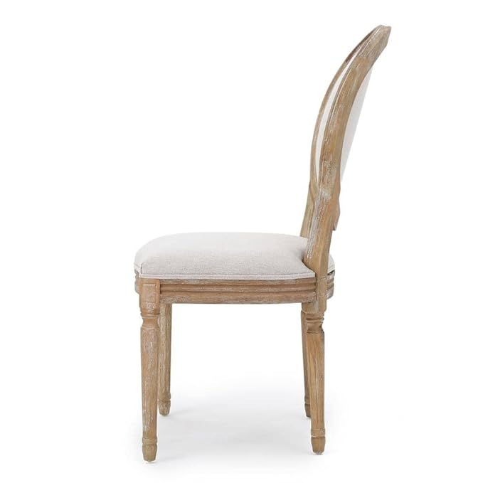 French Vintage Oval Back Dining Chairs - Elegant Upholstered Wood Kitchen & Home Furniture