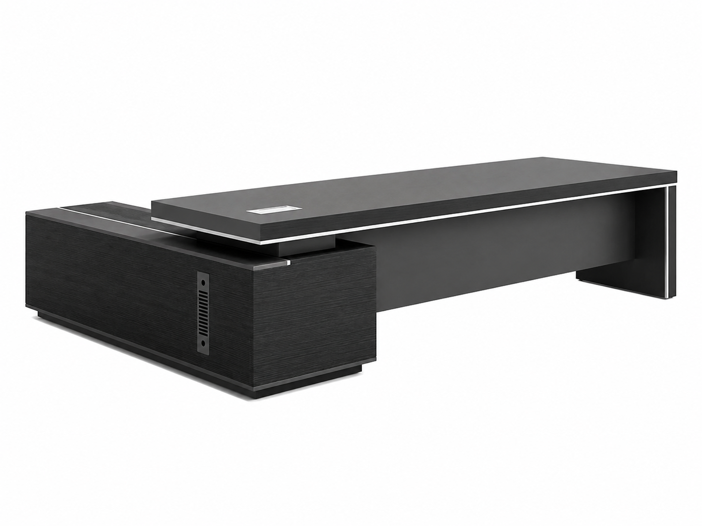 Director Office Table with Side Storage Cabinet, Modern Executive Desk for CEO, Manager and Corporate Workspace Furniture