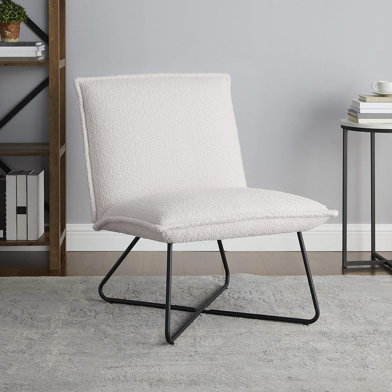 Modern Accent Living Room Chair with Comfy Backrest and Metal Frame