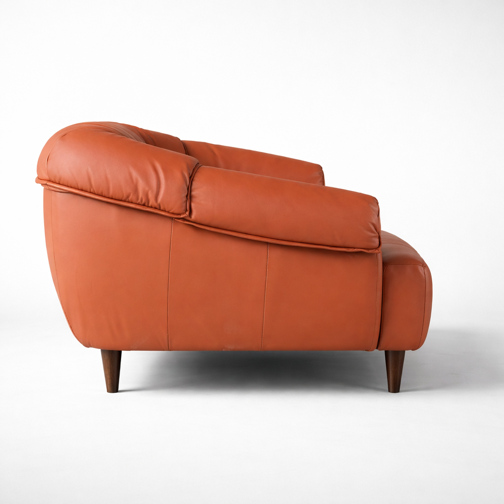 Luxury Leatherette Sofa Modern Upholstered Sofa with High Density Foam, Wooden Legs, Premium Finish for Living Room Comfort & Style