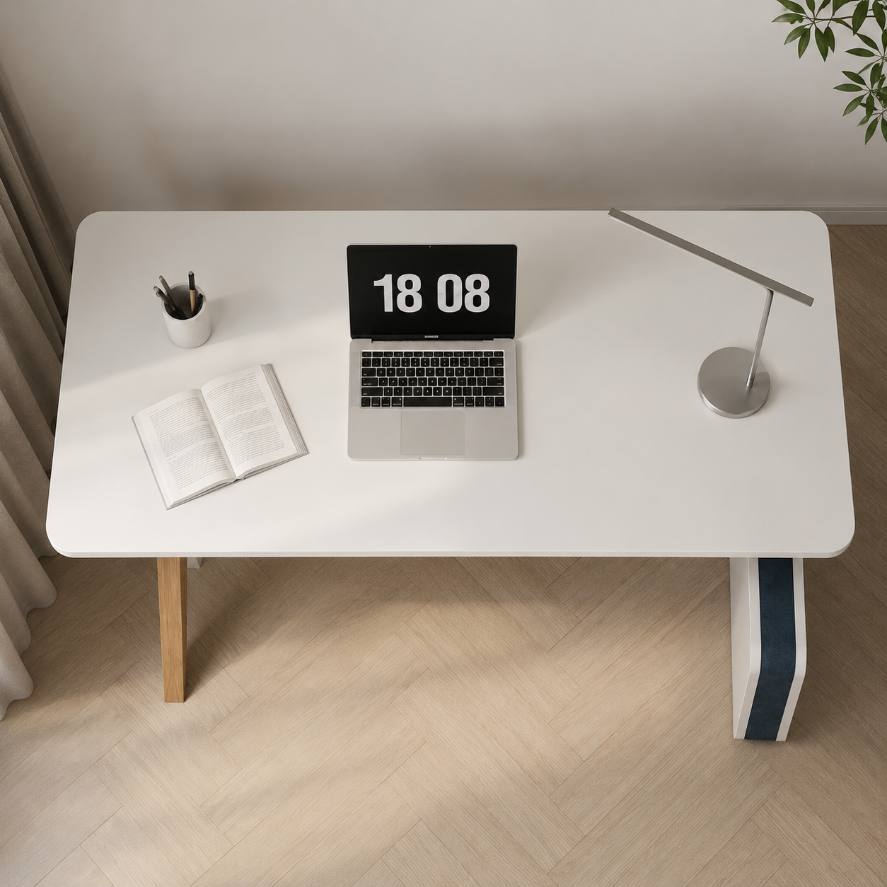 Electric Height Adjustable Office Table with Smart Controller and Foldable Side Panel