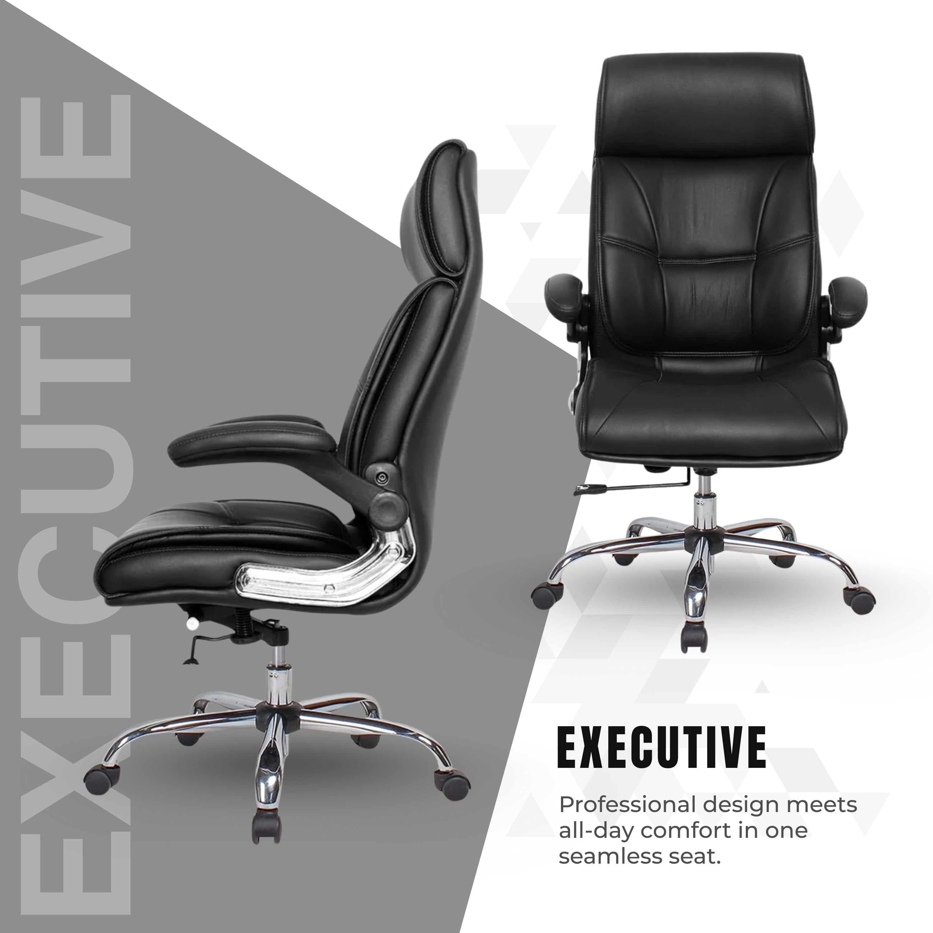 High Back Director Office Chair Ergonomic Leatherette Executive Chair with Adjustable Armrests, Comfortable Revolving Desk Chair for Office