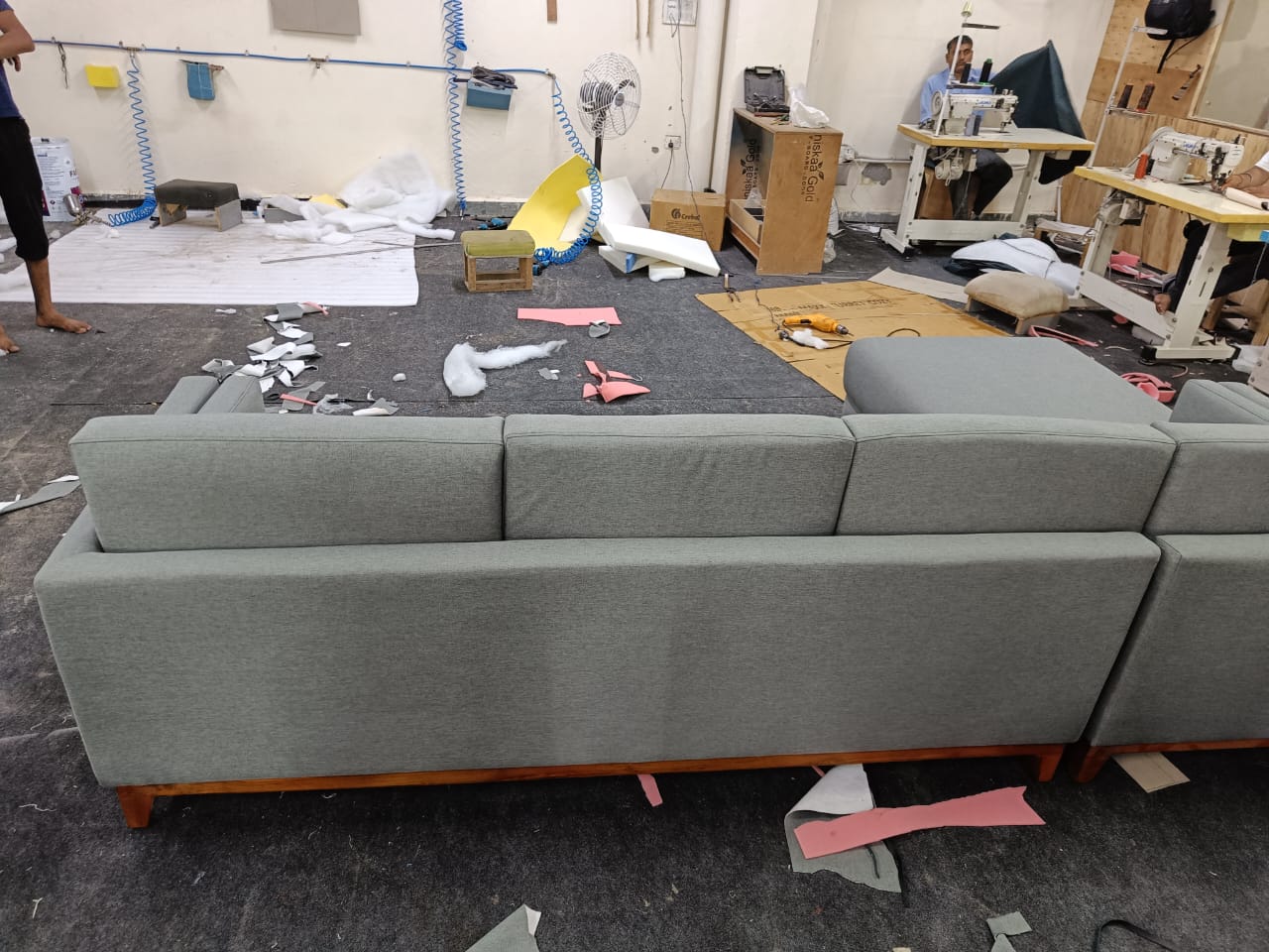 L Shape Sectional Luxury Sofa for Home Furniture Made in Marandi wood with Blend of Jute, Cotton and Polyester with High Density Foam Modern Sofa for Living Room