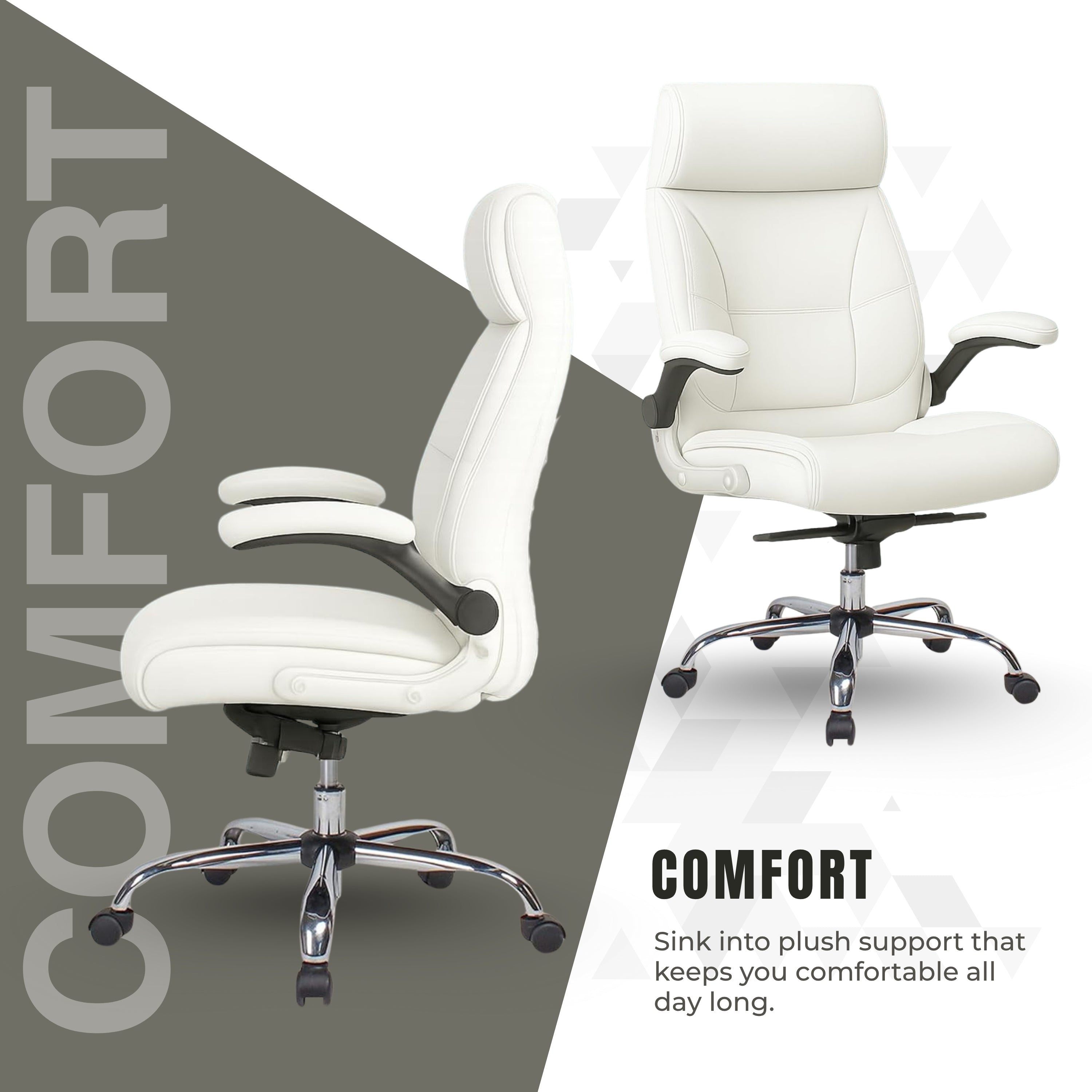 High Back Director Office Chair Ergonomic Leatherette Executive Chair with Adjustable Armrests, Comfortable Revolving Desk Chair for Office