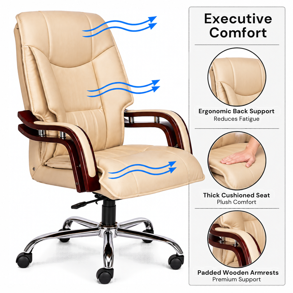 High Back Office Chair Leatherette Base