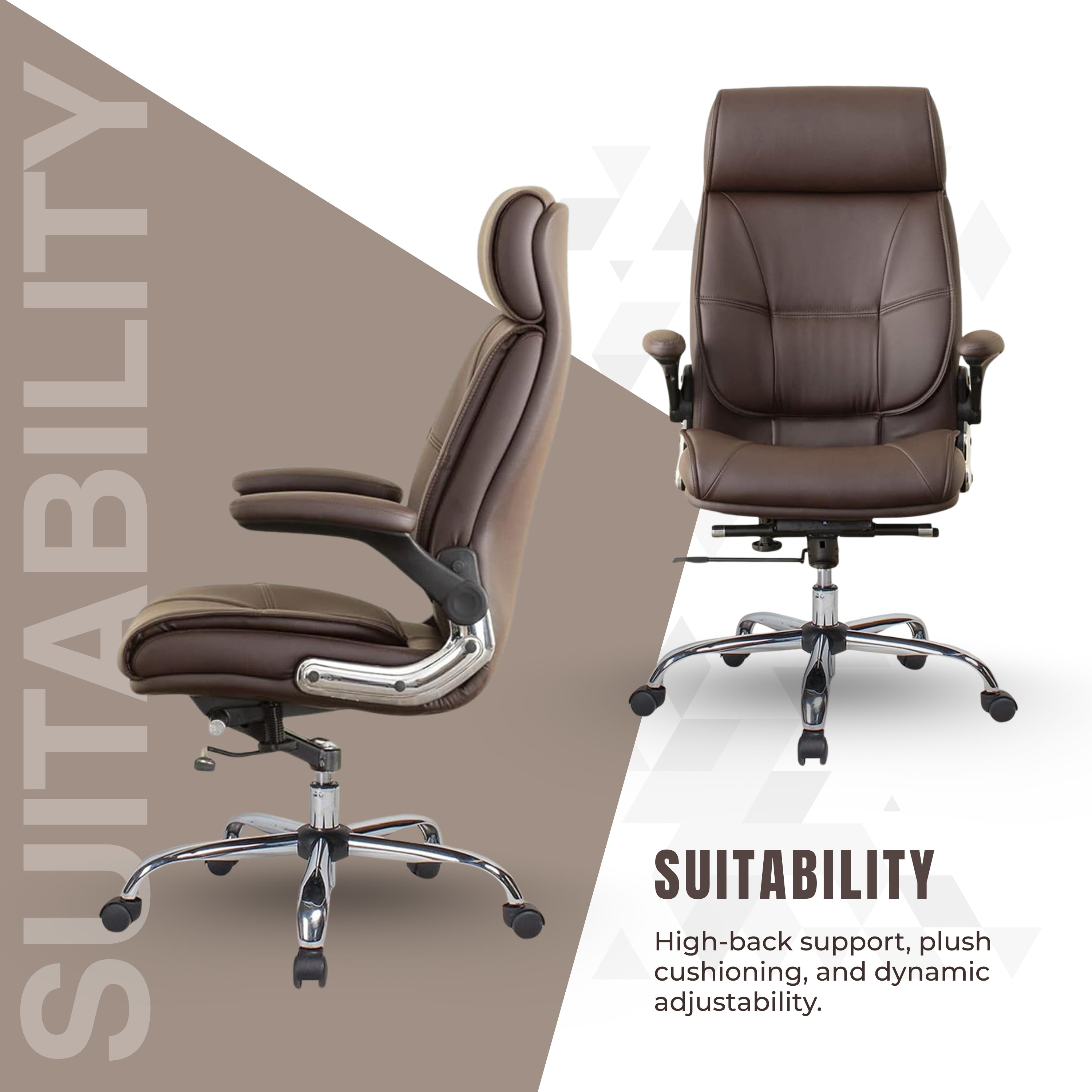 High Back Director Office Chair Ergonomic Leatherette Executive Chair with Adjustable Armrests, Comfortable Revolving Desk Chair for Office