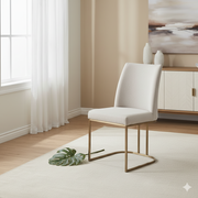 Elegant Upholstered Dining Chair with Gold Metal Base - Modern Home Furniture