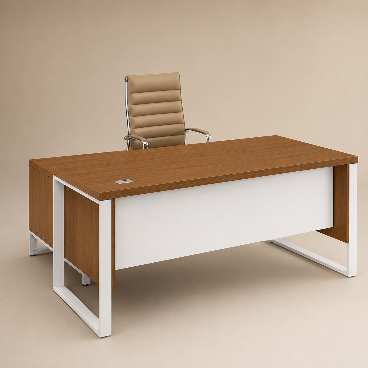 Director and Executive L Shape Office Table Made Particle Board with Side Unite & Metal Legs