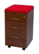 Wooden Pedestal Drawer with Cushion and Lock & Wheels Base