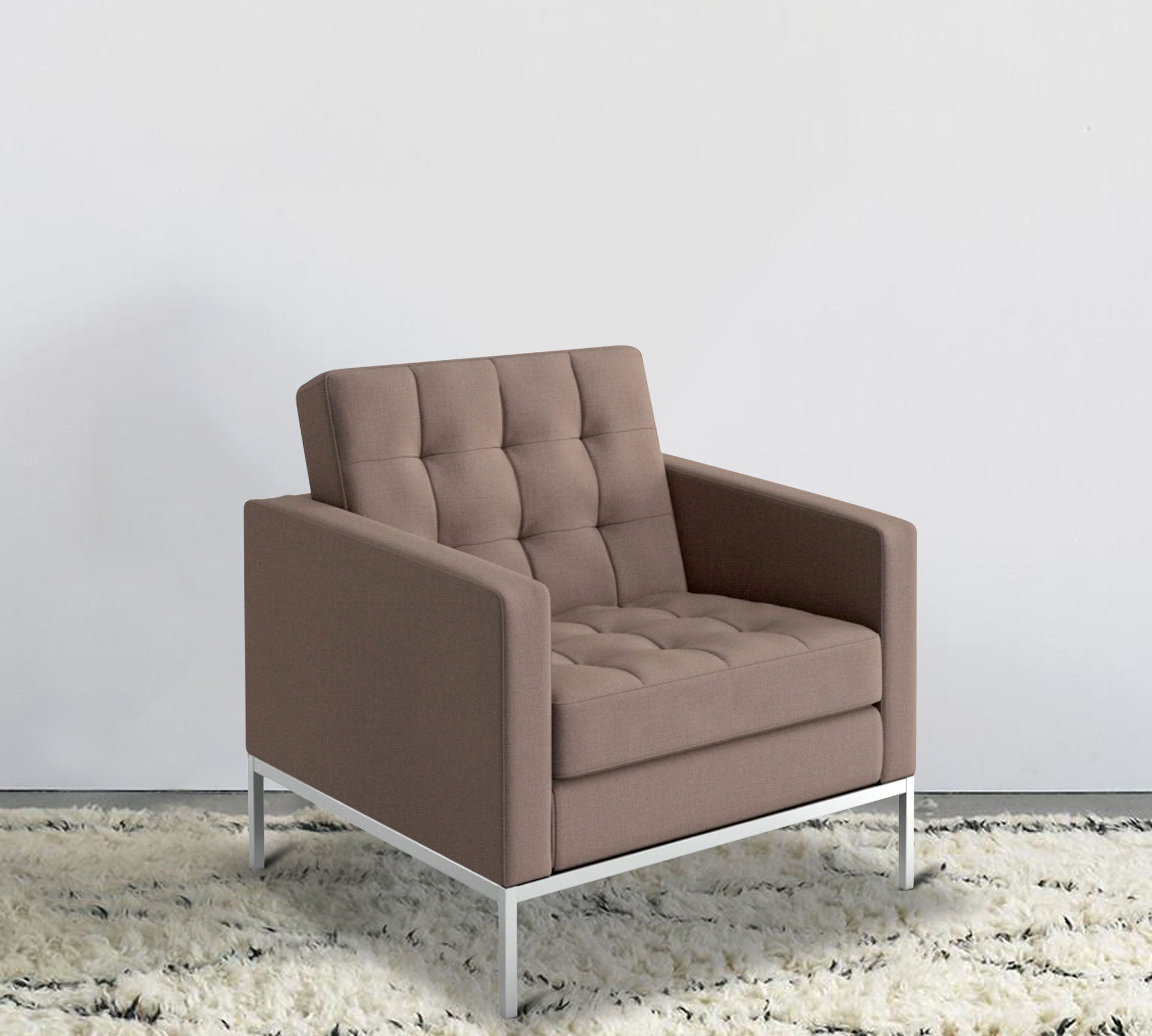 Metal Frame Legs Base Cushioned Fabric Sofa