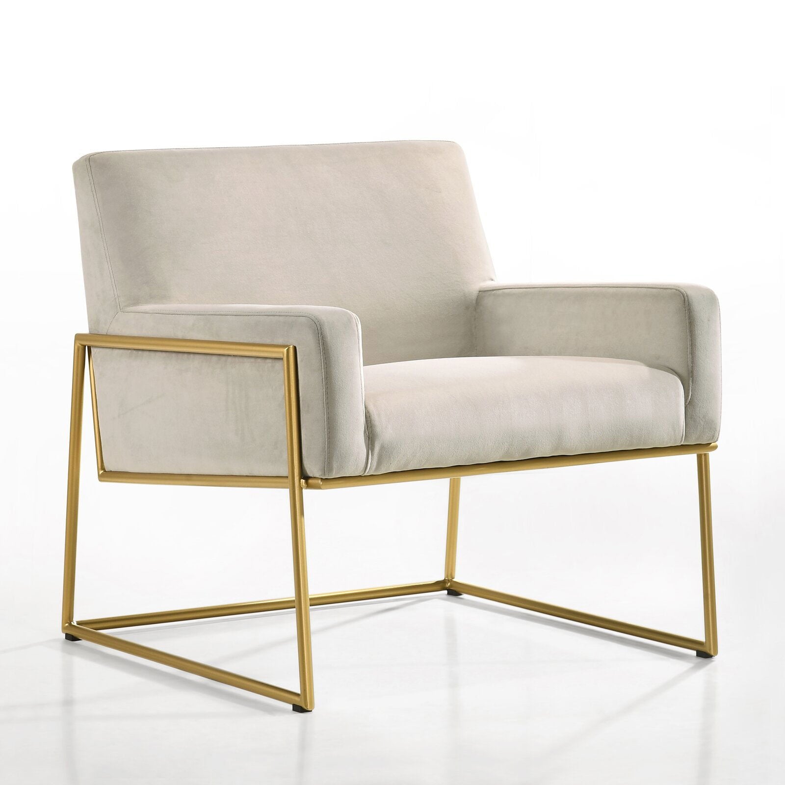 Accent Chair with SS Legs in Gold Finish -
