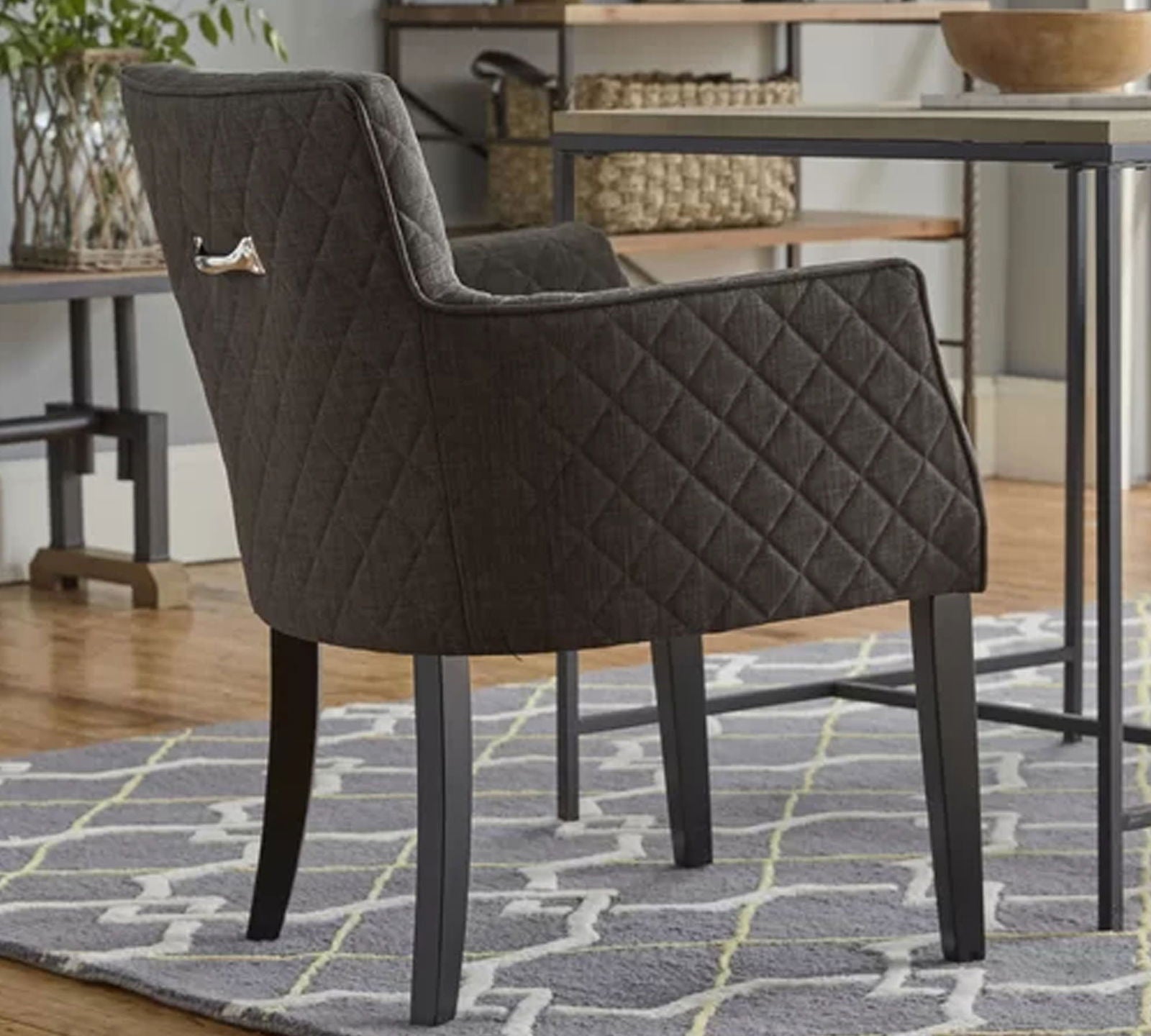 Accent Lounge Chair With Armrest And Teak Wood Legs -