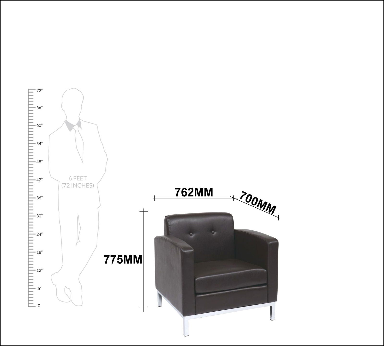 Accent Lounge Metal Base Leatherette Chair -