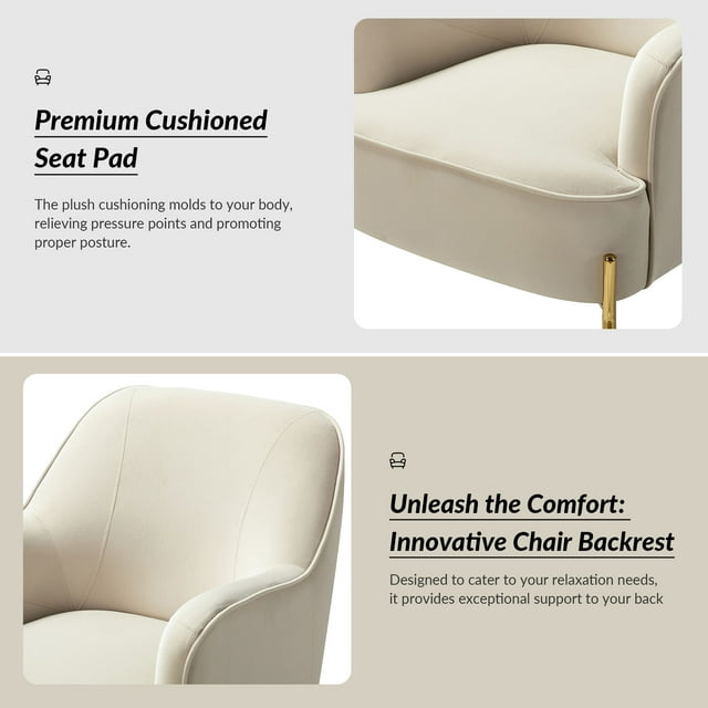 Accent Velvet Armchair with Metal Golden Powder Coating Legs -