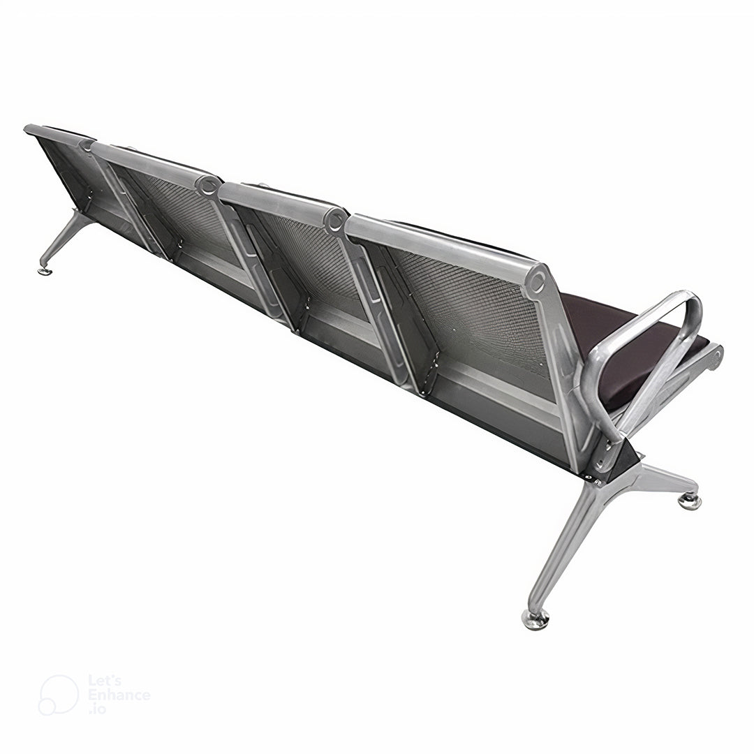 Airport Black Color Four Seater Waiting Chair With Cushion -