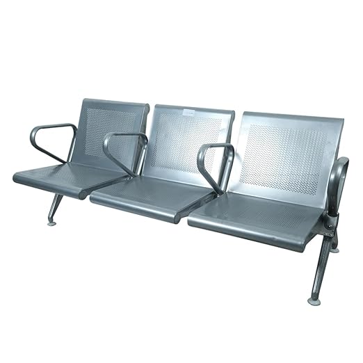 Airport Chair 3 Seater & Reception Waiting Area Chair, Silver -