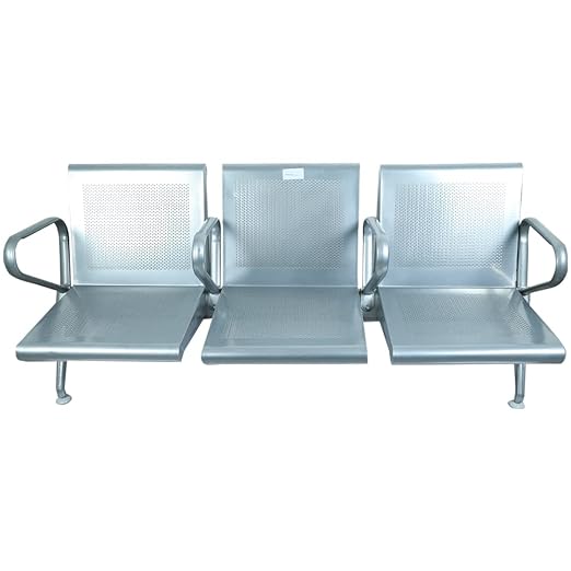 Airport Chair 3 Seater & Reception Waiting Area Chair, Silver -