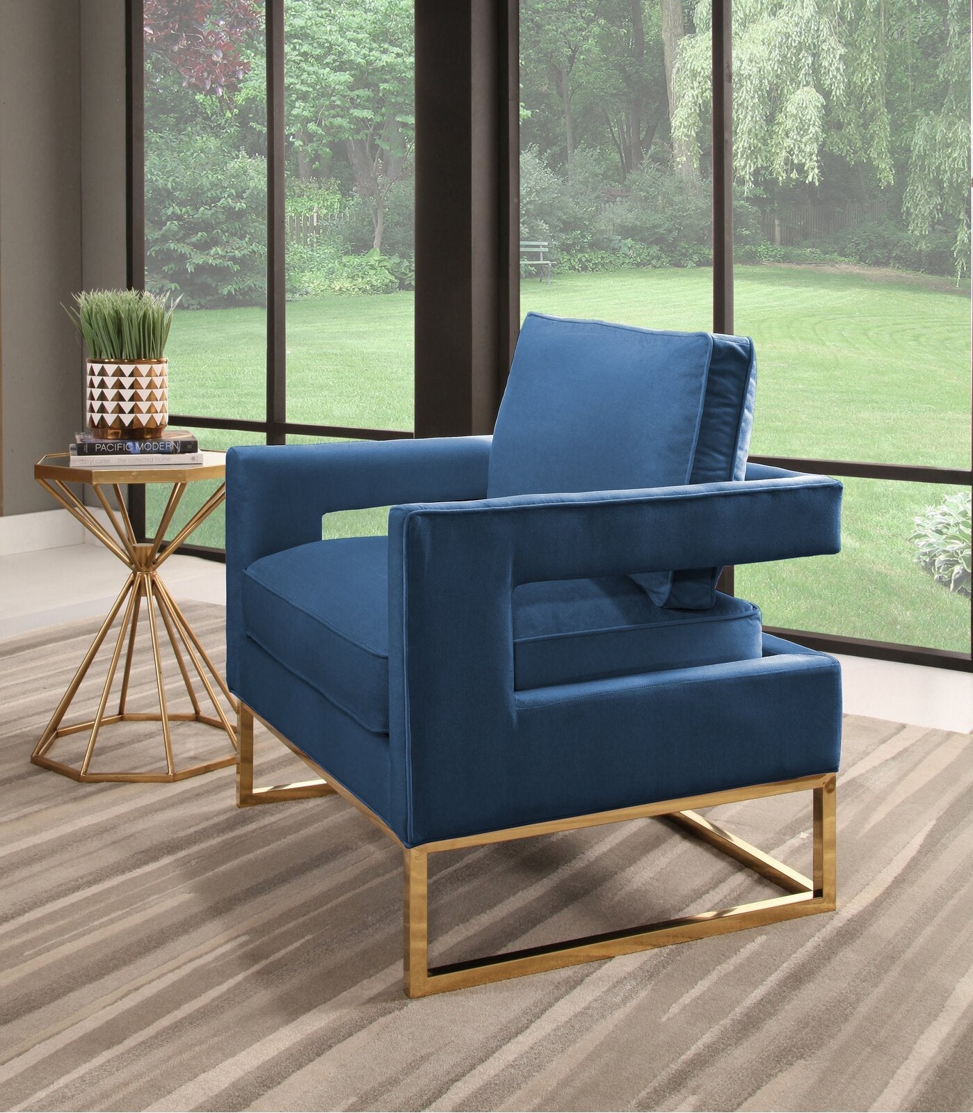 Armchair with Gold Finish Legs -