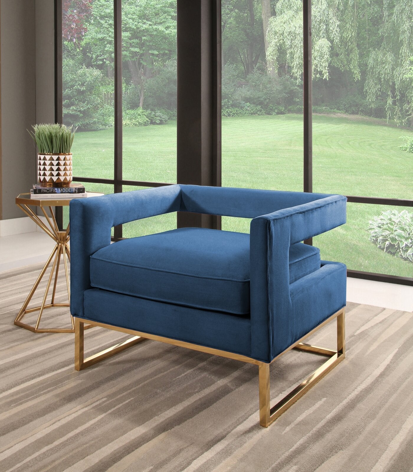 Armchair with Gold Finish Legs -