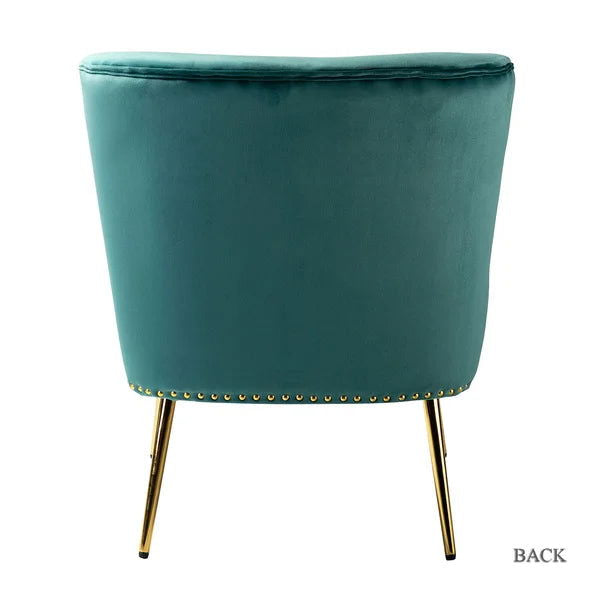Armless Blue Lounge Chair with Golden Metal Legs -