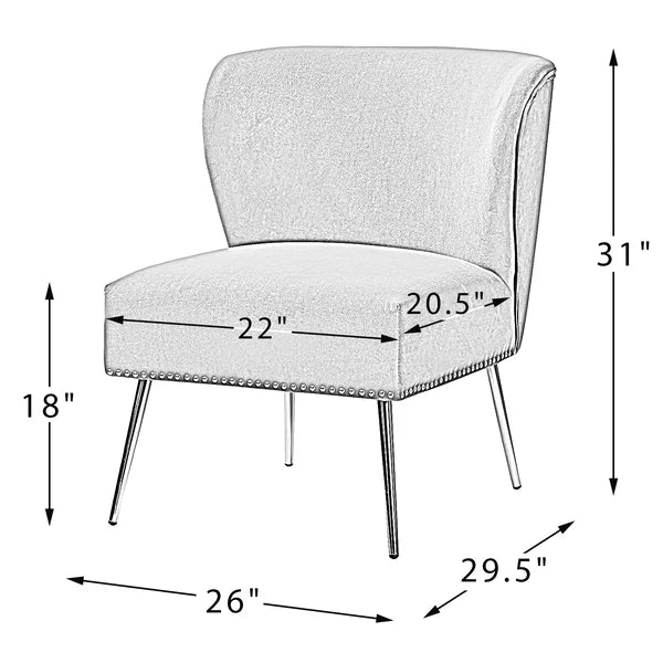 Armless Blue Lounge Chair with Golden Metal Legs -