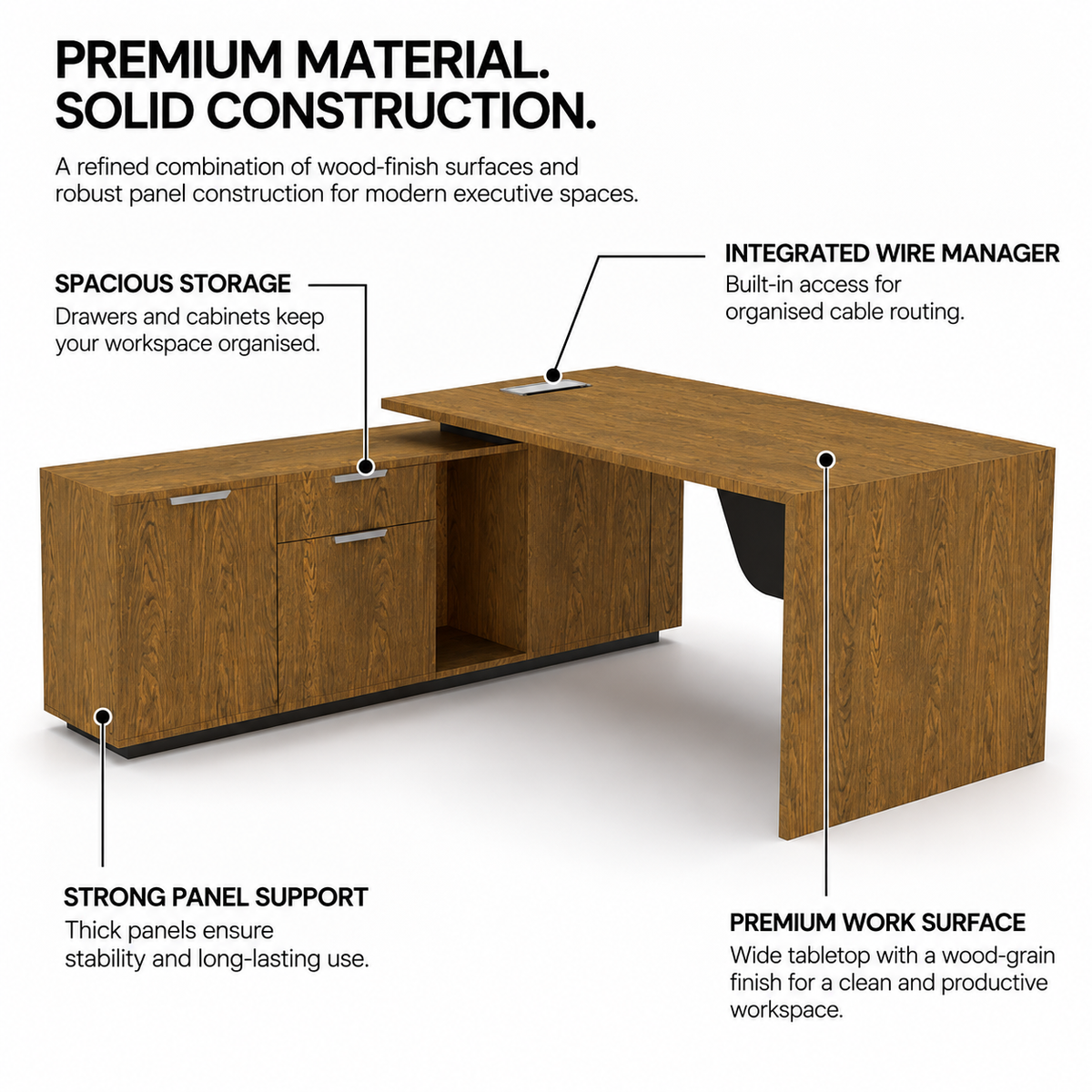  Director and Executive L-Shaped Office Table Made Particle Board 