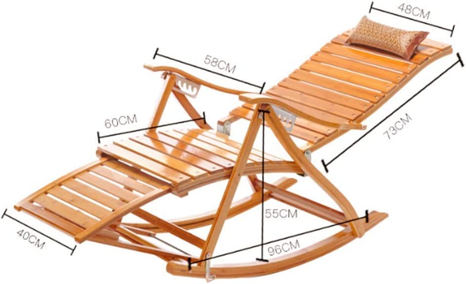 Bamboo Rocking Chair: Portable, Folding, Adjustable, with Removable Cotton Pads and Foot Massager -