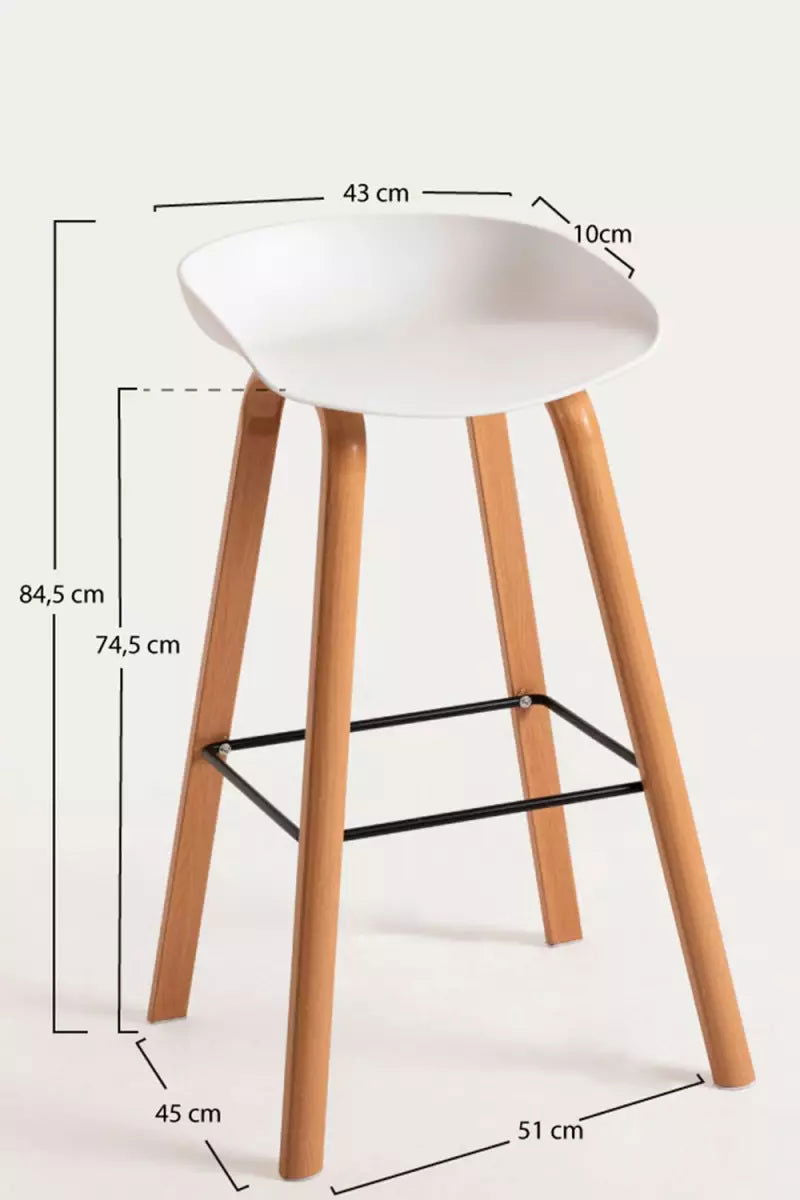 Bar Metal Stool Made in Metal Base Frame Legs and Seat in Plastic for Shop & Home -