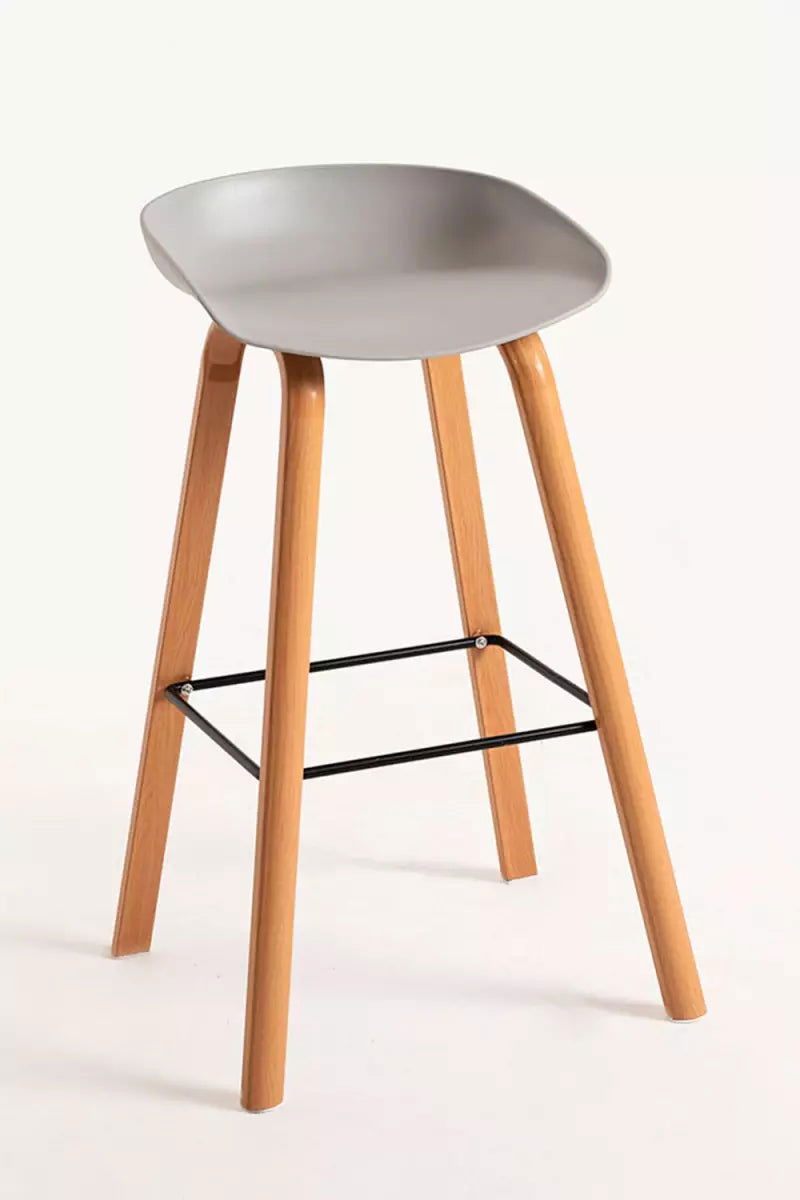 Bar Metal Stool Made in Metal Base Frame Legs and Seat in Plastic for Shop Home Grey