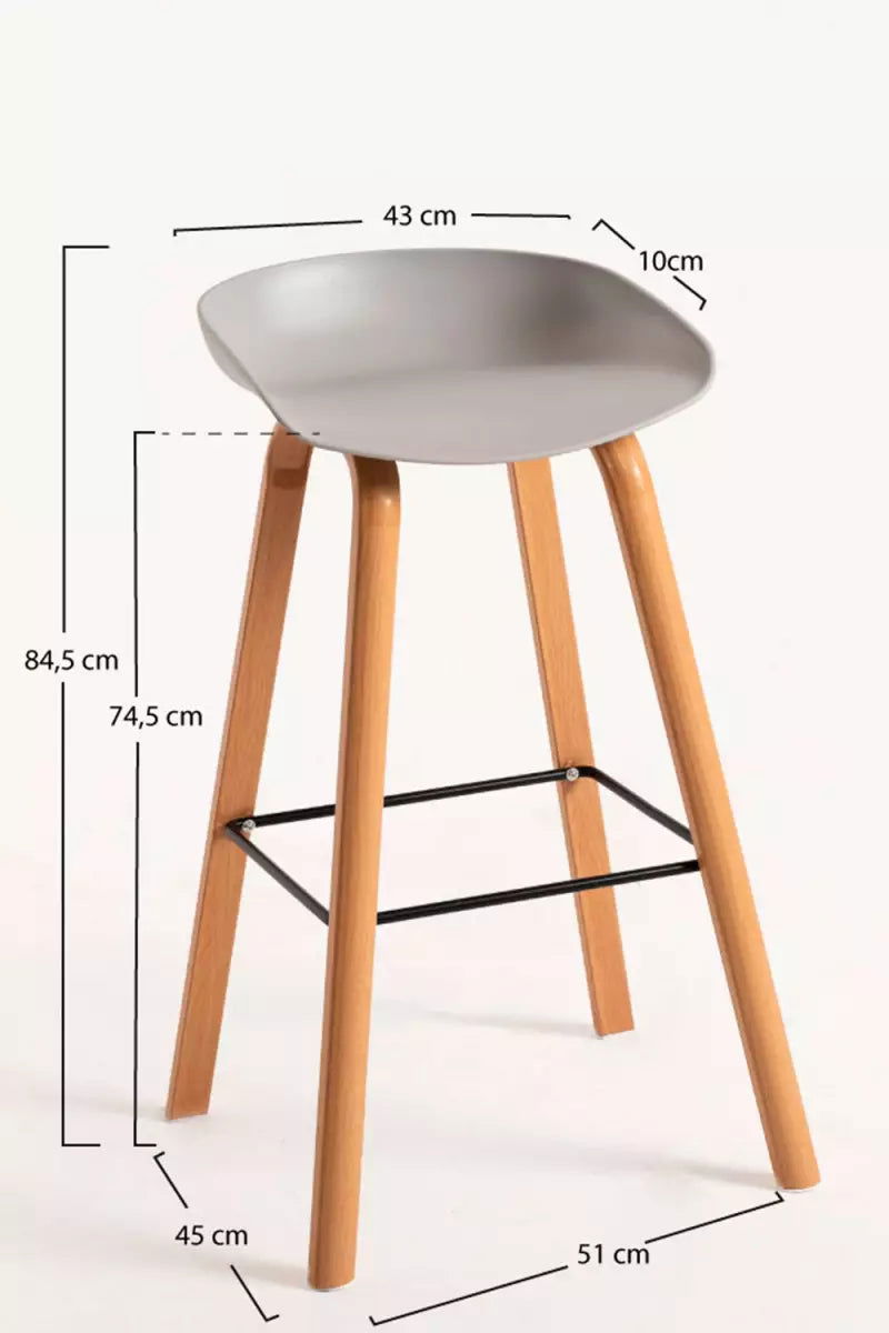 Bar Metal Stool Made in Metal Base Frame Legs and Seat in Plastic for Shop & Home -