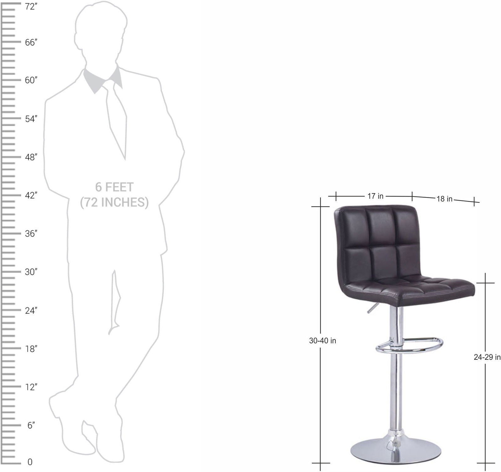 Bar Stool Chair With Metal Chrome Base Leatherette -