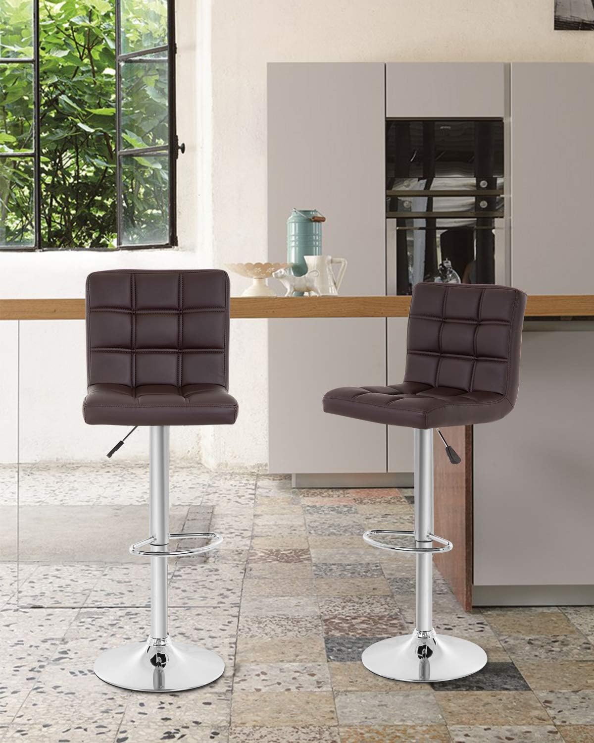 Bar Stool Chair With Metal Chrome Base Leatherette -