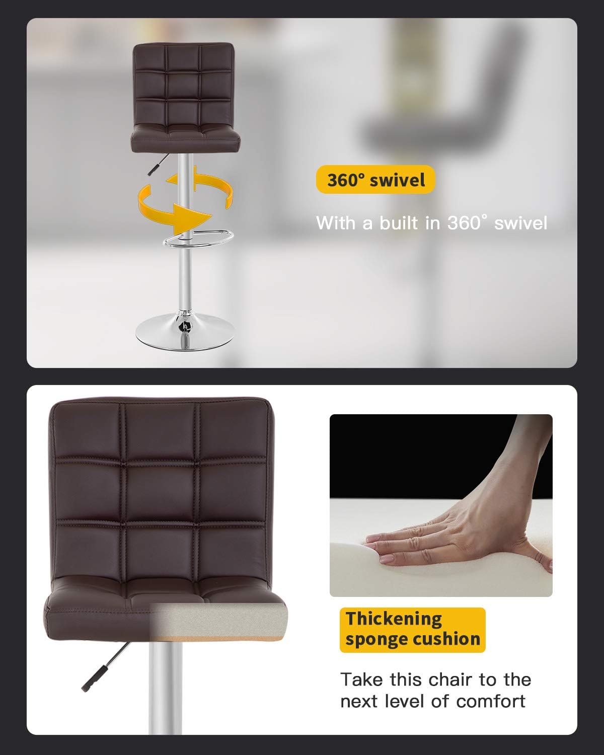 Bar Stool Chair With Metal Chrome Base Leatherette -