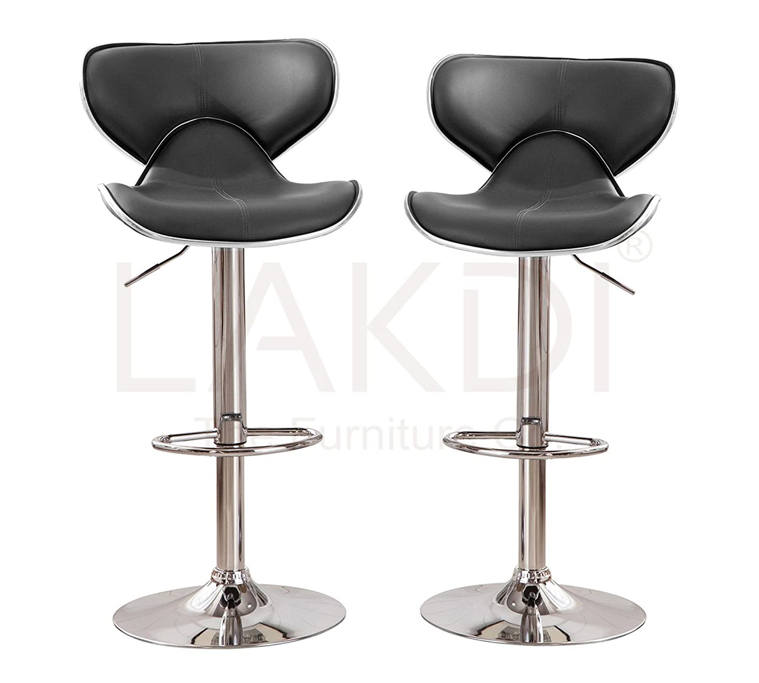 Bar Stool Metal Chrome Base Horse Shape Leatherette -